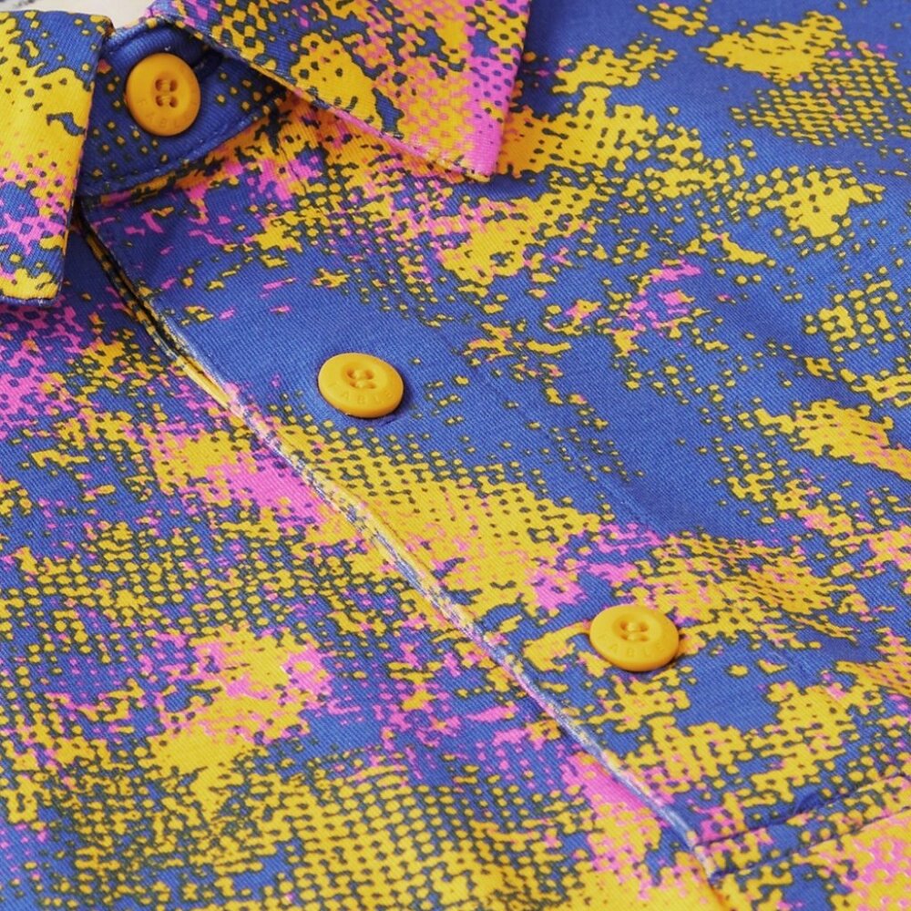 SIZE M | Men's Multicolor Abstract Print Shirt Golf Shirt - Picture 4 of 9